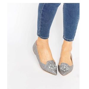 London Rebel Jewel Trim Point Loafer/Flats Shoes